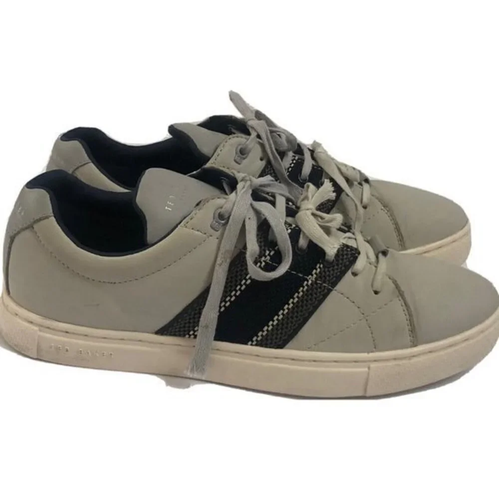 Ted Baker london Mens Leather Shoes Size 9 Light Gray Sneakers Casual.